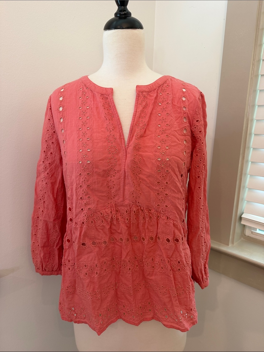 Loft Coral Eyelet Cotton Tunic Top